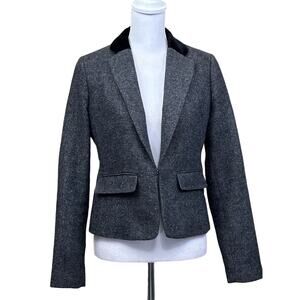 American Eagle gray blazer, preppy tweed,  dark, academia, schoolgirl, old money